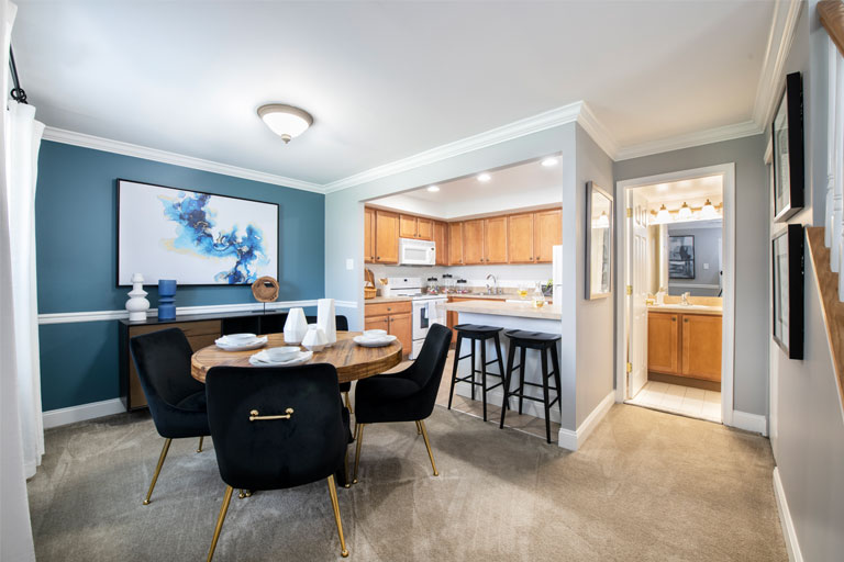 Interior dinning & kitchen area in Townline Townhome in Blue Bell, PA